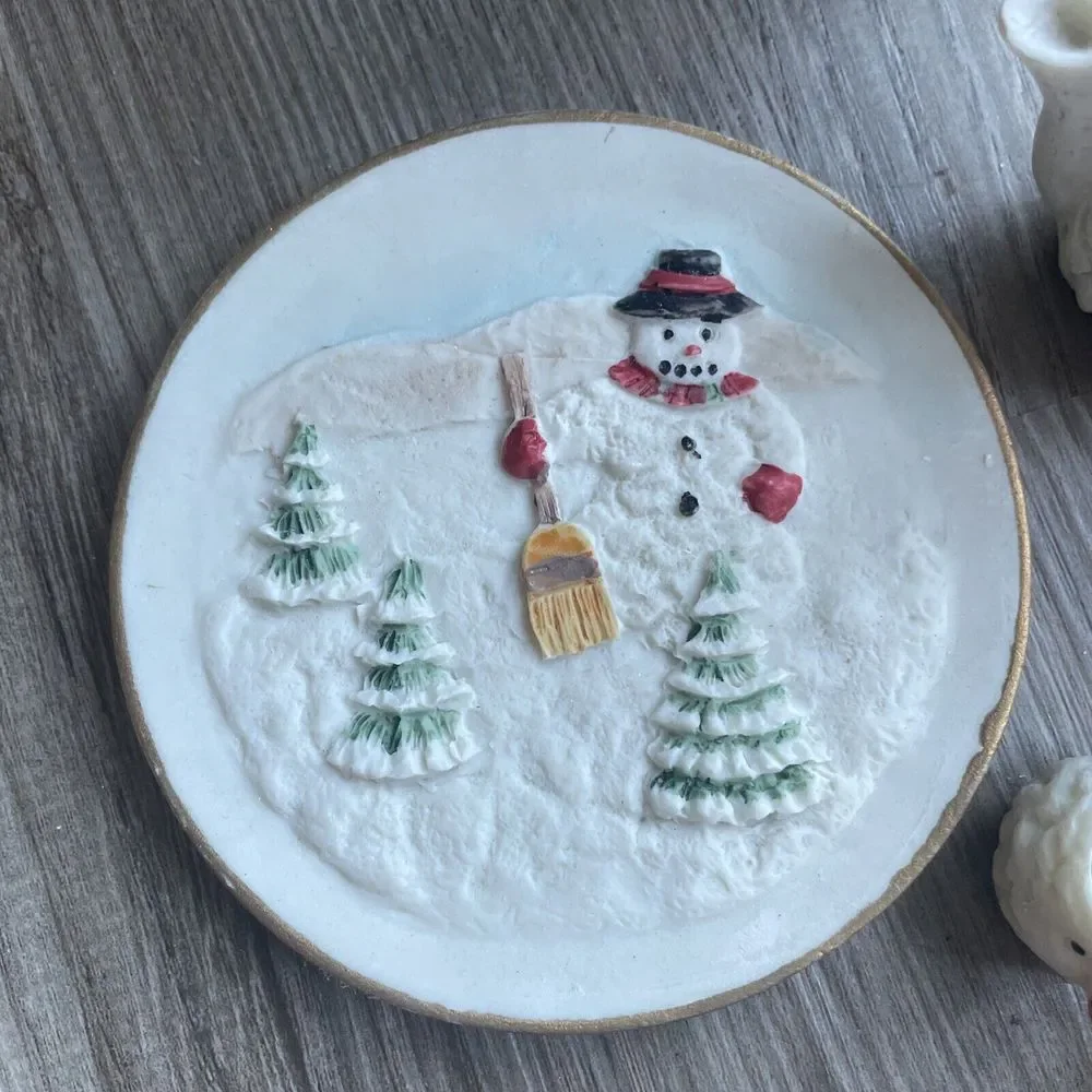 1995 C&F Enterprises Snowman Miniature Tea Set (7 pc set) With Box Holiday‎